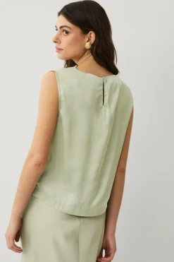 Ellos Collection Ærmeløs satinbluse med drapering