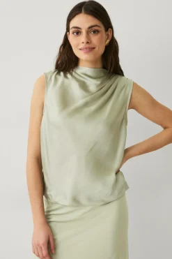 Ellos Collection Ærmeløs satinbluse med drapering