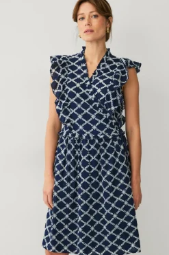 Ellos Collection Slå-om kjole med blondebroderi