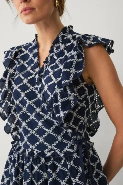 Ellos Collection Slå-om kjole med blondebroderi