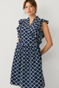 Ellos Collection Slå-om kjole med blondebroderi