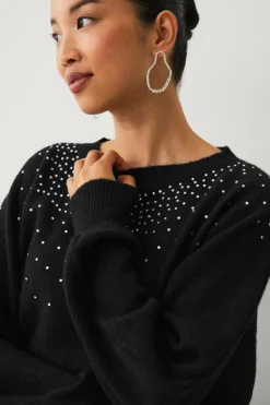 Ellos Collection Strikket Pullover med rhinstene