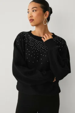 Ellos Collection Strikket Pullover med rhinstene