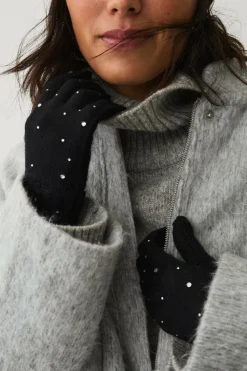 Ellos Collection Strikkede handsker med rhinstene