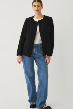 Ellos Collection Tæt på figuren blazer i struktur med påklædte knapper