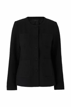 Ellos Collection Tæt på figuren blazer i struktur med påklædte knapper