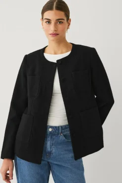 Ellos Collection Tæt på figuren blazer i struktur med påklædte knapper