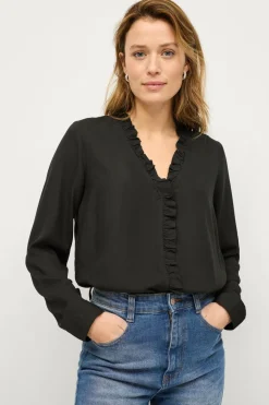 Ellos Collection Viskosebluse med flæsedetalje bluse