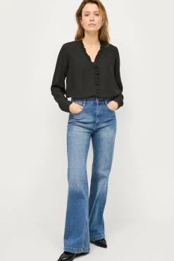 Ellos Collection Viskosebluse med flæsedetalje bluse