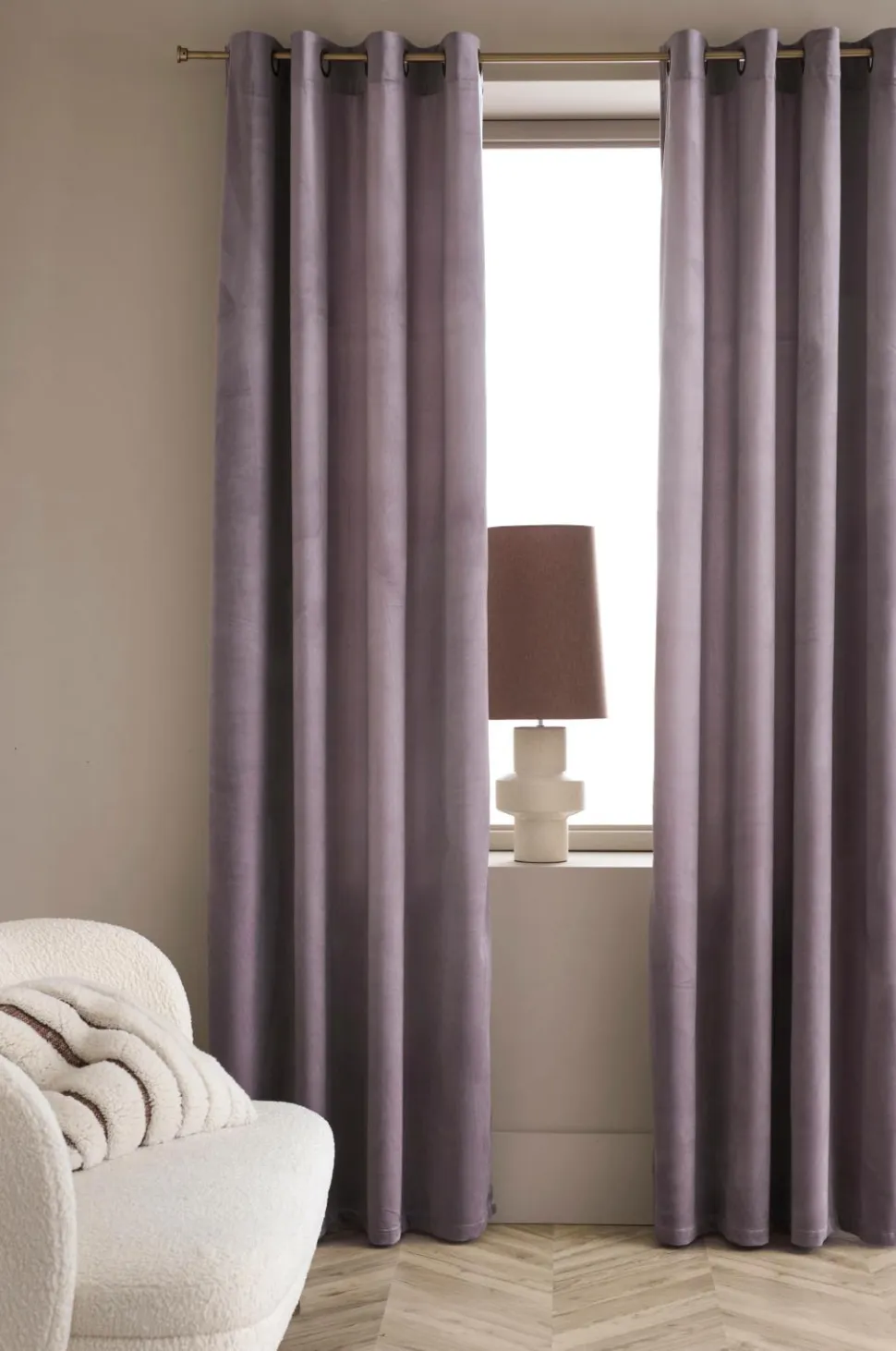 Ellos Home Gardinlængde med sejlringe Nora i velour, 2-pak