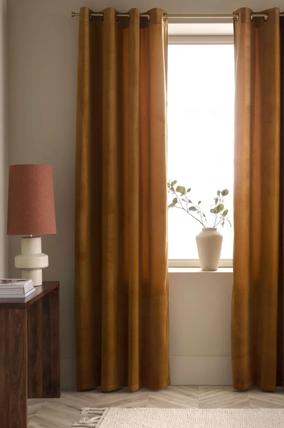 Ellos Home Gardinlængde med sejlringe Nora i velour, 2-pak