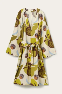 Ellos Home Kimono Elly Retro i genanvendt halvlinned