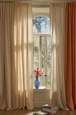 Ellos Home Multibåndsgardin Elly Thin Stripe i genanvendt halvlinned 2-pak