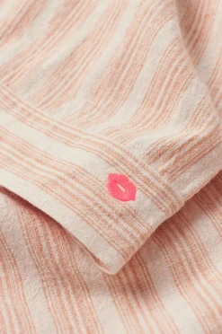 Ellos Home Natbukser Elly Stripe i genanvendt halvlinned