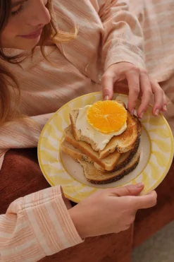 Ellos Home Natbukser Elly Stripe i genanvendt halvlinned