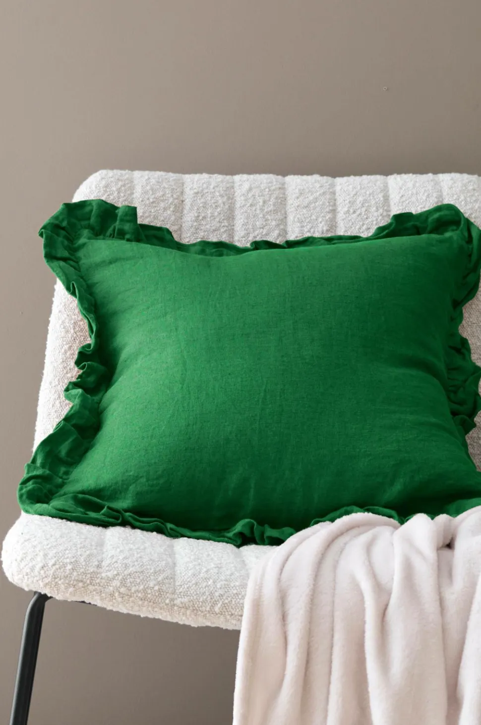 Ellos Home Pudebetræk Candice Frill i vasket hør