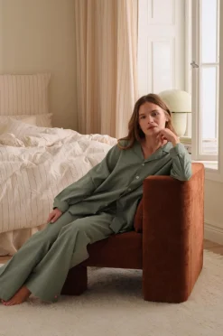 Ellos Home Pyjamasskjorte Long Sleeve Shirt Elly i genanvendt halvlinned