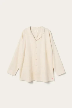 Ellos Home Pyjamasskjorte Long Sleeve Shirt Elly i genanvendt halvlinned