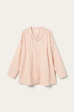 Ellos Home Pyjamasskjorte Elly Stripe i genanvendt halvlinned