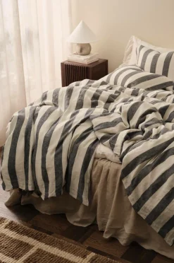 Ellos Home Sengesæt Candice Block Stripe i vasket hør, 2 dele