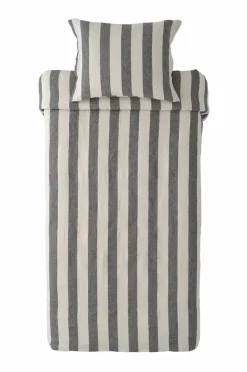 Ellos Home Sengesæt Candice Block Stripe i vasket hør, 2 dele