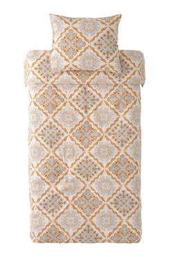 Ellos Home Sengesæt Elly Tile i genanvendt halvlinned 2 eller 3 stykker