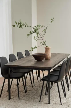 Ellos Home Spisegruppe Ritha med bord 220x100 cm + 8 stole Imiteret læder