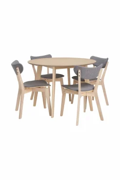 Ellos Home Spisegruppe Ridney med 1 bord + 4 stole med polstring