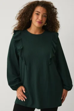 Ellos Plus collection Top med volanter og ballonærmer