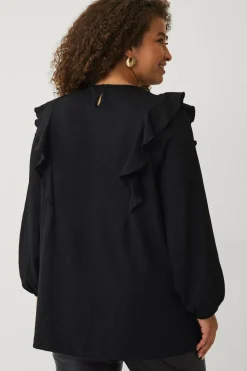 Ellos Plus collection Top med volanter og ballonærmer