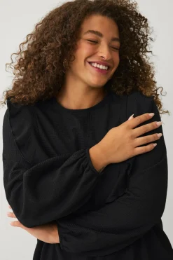 Ellos Plus collection Top med volanter og ballonærmer