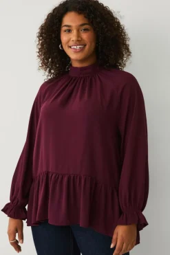 Ellos Plus collection Chiffonbluse med flæser