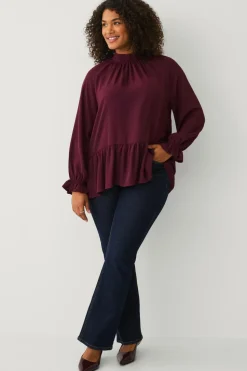 Ellos Plus collection Chiffonbluse med flæser