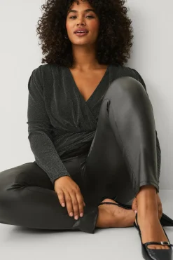 Ellos Plus collection PU-leggings med høj talje