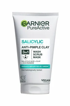 Garnier Pureactive Salicylic 3IN1 Anti-Pimple Clay Cleanser For Impure Skin 150 Ml