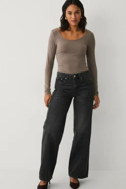 Gina Tricot Jeans Low Wide Front Seam