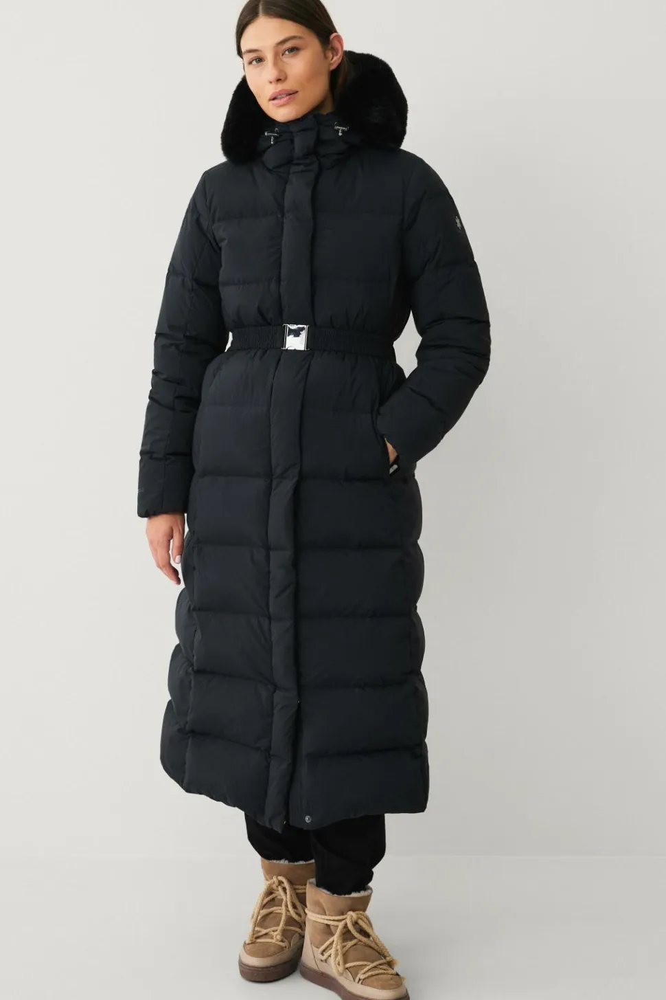 Áhkká Dunfrakke Gold Long Down Coat Matte