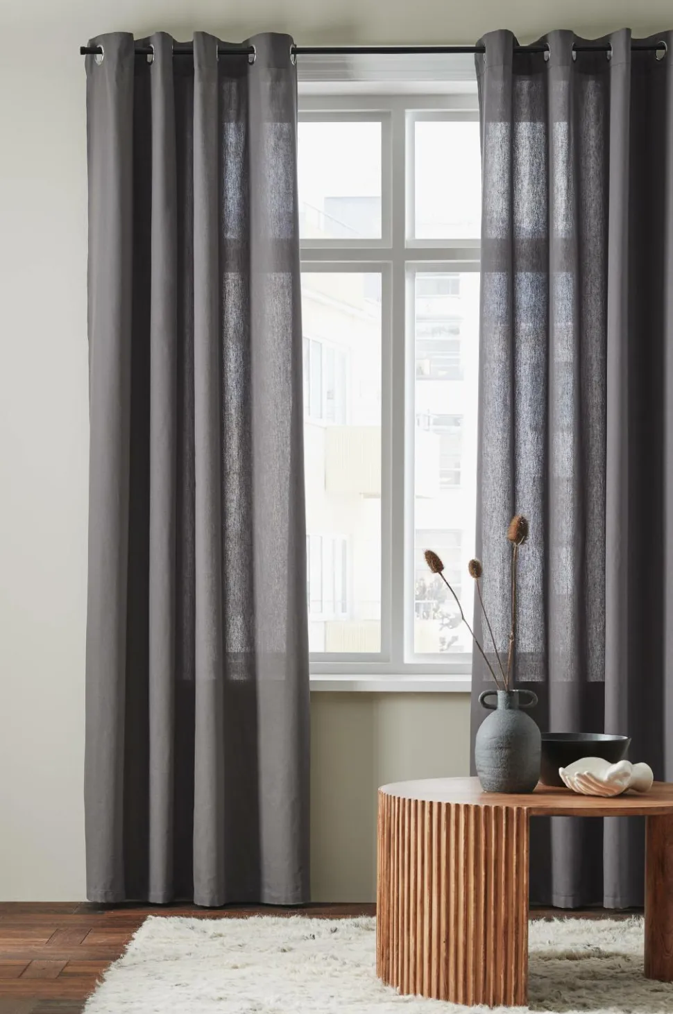 &Home Gardin med ringe i halvpanama 2-pak