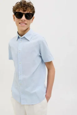 Jack & Jones Junior Skjorte jjBreeze Linen Blend Shirt SS SN Jnr