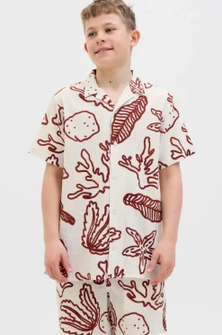 Jack & Jones Junior Skjorte jorLuke Crinkle Aop Shirt SS Jnr