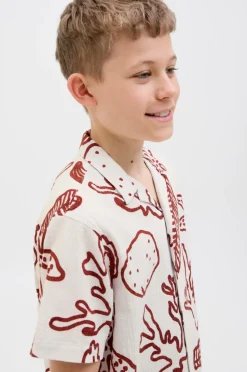 Jack & Jones Junior Skjorte jorLuke Crinkle Aop Shirt SS Jnr