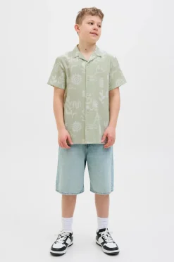 Jack & Jones Junior Skjorte jorLuke Crinkle Aop Shirt SS Jnr