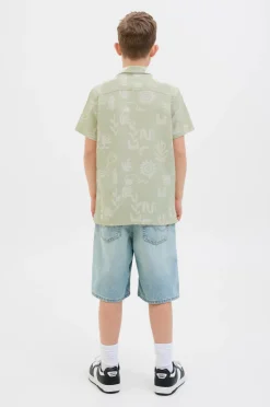 Jack & Jones Junior Skjorte jorLuke Crinkle Aop Shirt SS Jnr