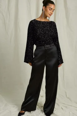 Joelle Brede jakkesætsbukser i satin
