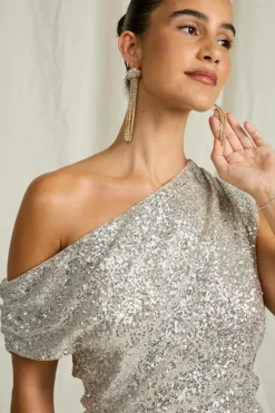 Joelle Draperet maxi kjole med pailleter