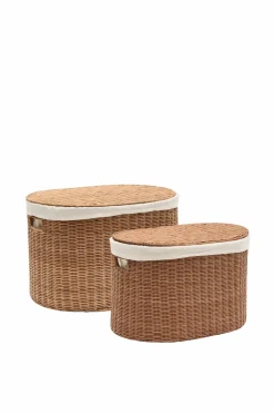 Kave Home Indali sæt med 2 rattan-kurve, Ø 50 cm / Ø 55 cm