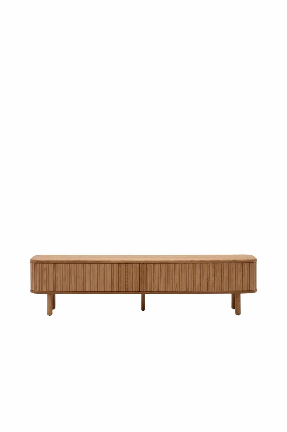 Kave Home Mailen tv-bord med 2 døre i askefinér med mørk finish 200 x 50 cm