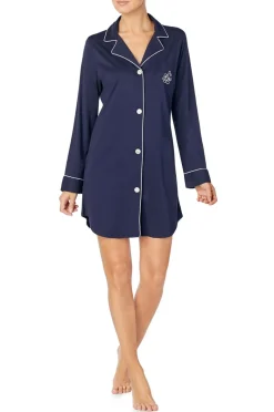 Lauren Ralph Lauren Natskjorte LRL Hammond Knit Collar Sleepshirt