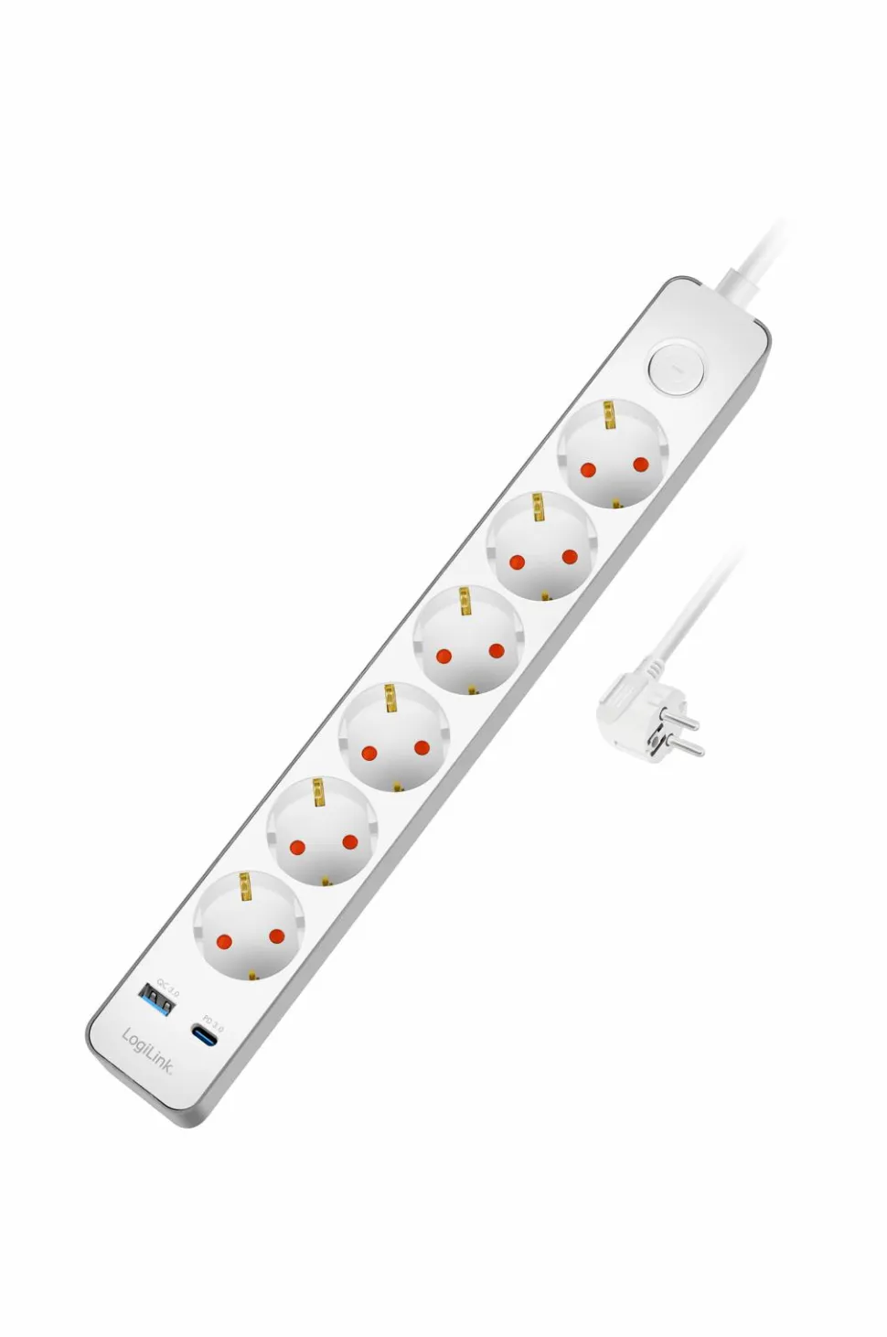 LogiLink Forlængerledning 6-vejs + USB-A/USB-C