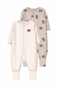 Name it baby Pyjamasoverall nbnNightsuit Zip FF Pumice Bear 2-pak